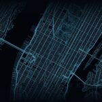 Dunkle Stadtkarte von Manhattan mit Hudson River im TEAM-HYBRID-Stil – Austragungsort des HYROX Race am Pier 76